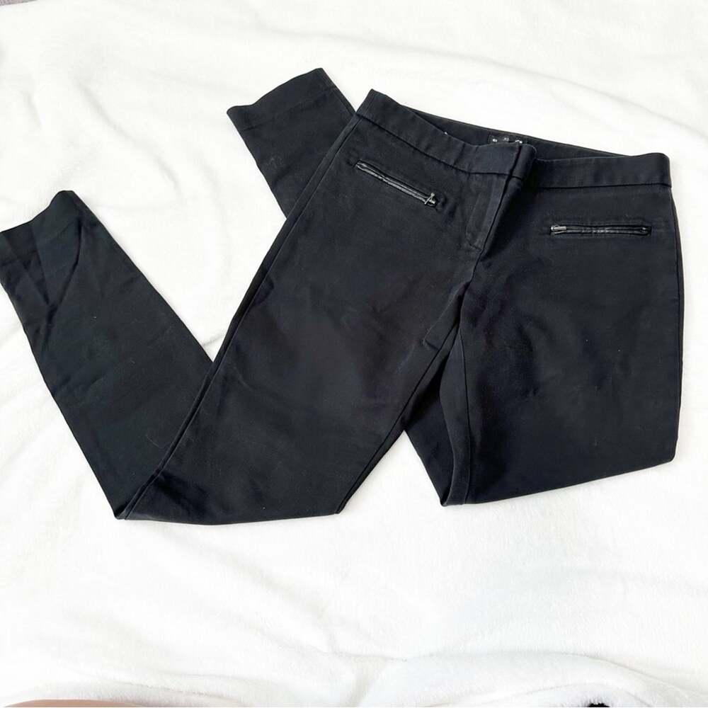Club Monaco black skinny pants trousers size 4 faux leather zipper front
